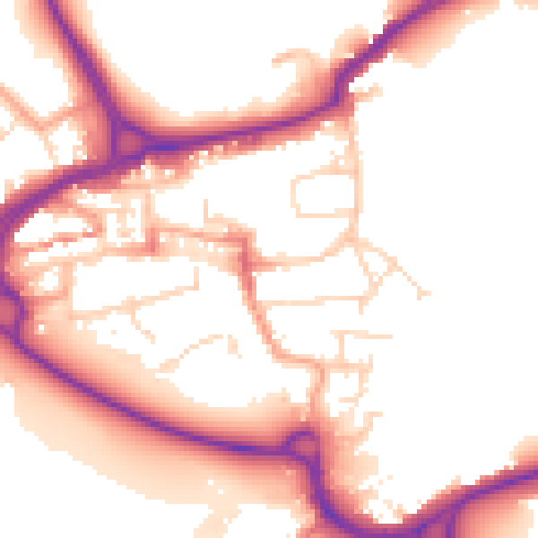 Daytime road noise heatmap for WD3 1EF