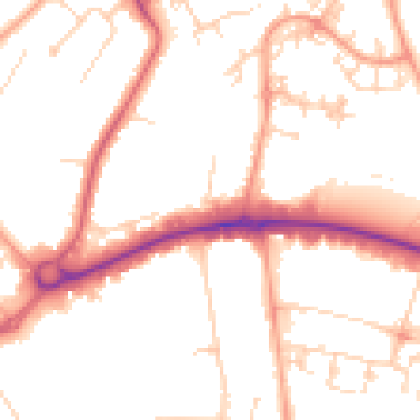 Daytime road noise heatmap for WD6 1AB