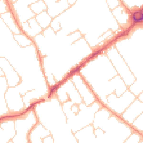 Daytime road noise heatmap for WD6 1AE