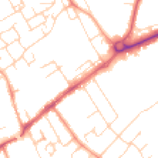 Daytime road noise heatmap for WD6 1AH