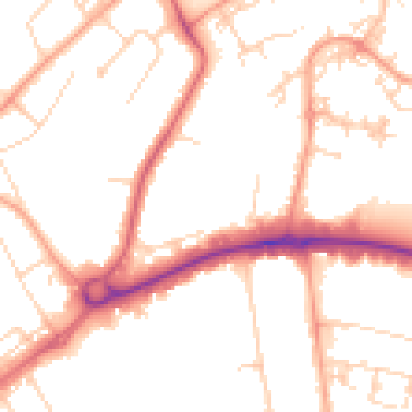 Daytime road noise heatmap for WD6 1AL