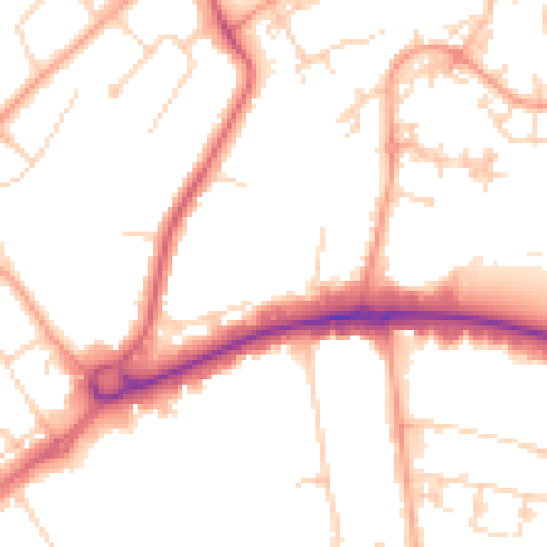 Daytime road noise heatmap for WD6 1AP