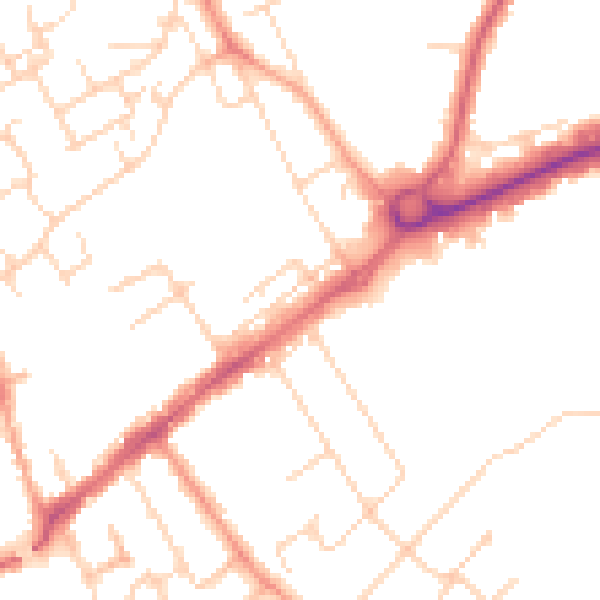 Daytime road noise heatmap for WD6 1AW