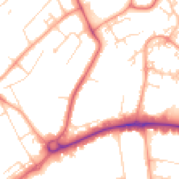 Daytime road noise heatmap for WD6 1AZ