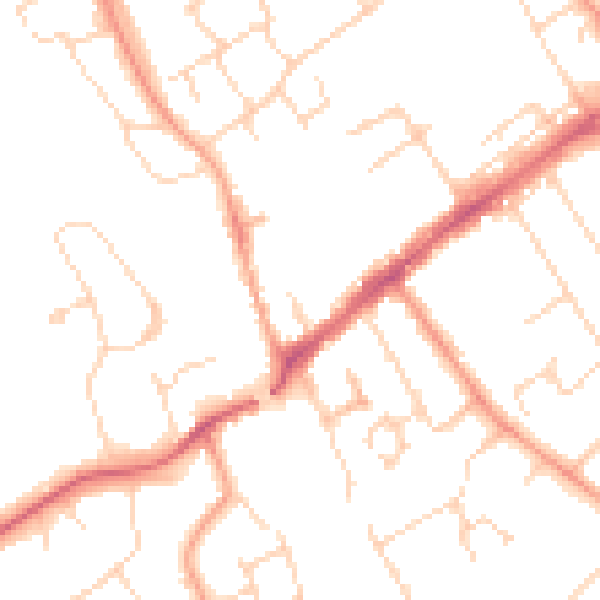 Daytime road noise heatmap for WD6 1BB