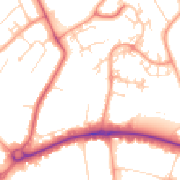 Daytime road noise heatmap for WD6 1BF