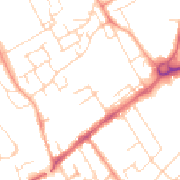 Daytime road noise heatmap for WD6 1BJ