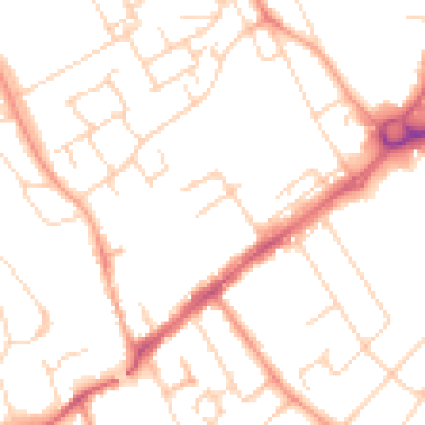 Daytime road noise heatmap for WD6 1BP