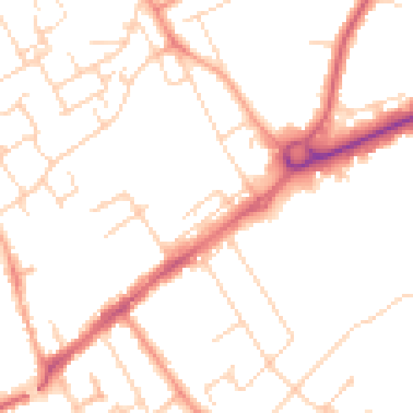 Daytime road noise heatmap for WD6 1BT