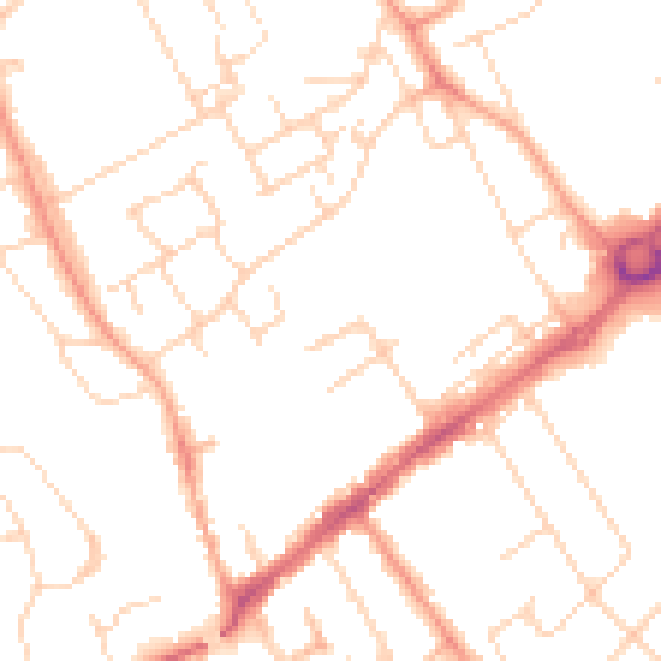 Daytime road noise heatmap for WD6 1BW