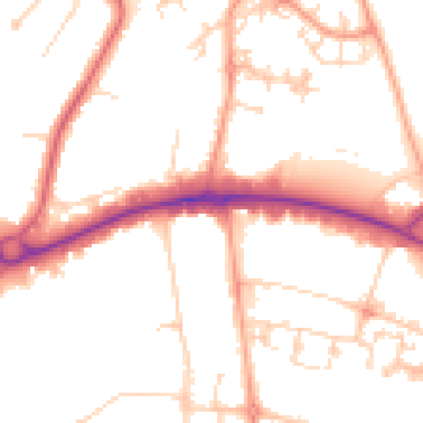Daytime road noise heatmap for WD6 1BX