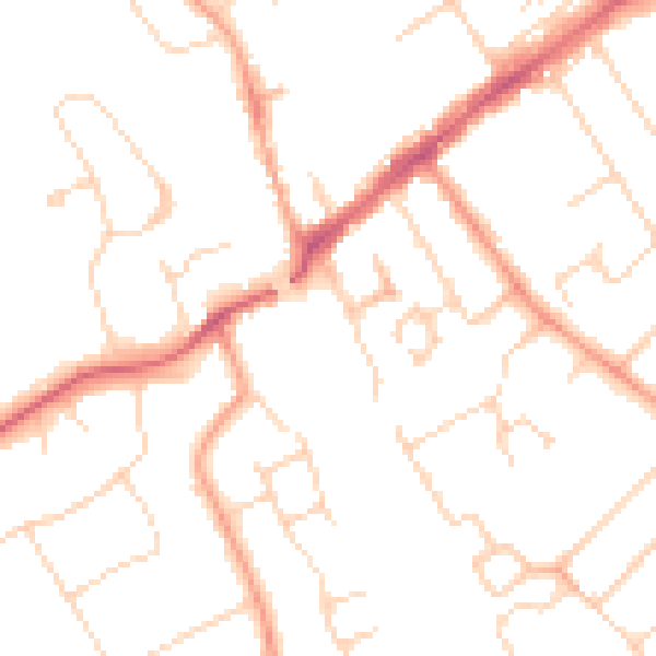 Daytime road noise heatmap for WD6 1DA