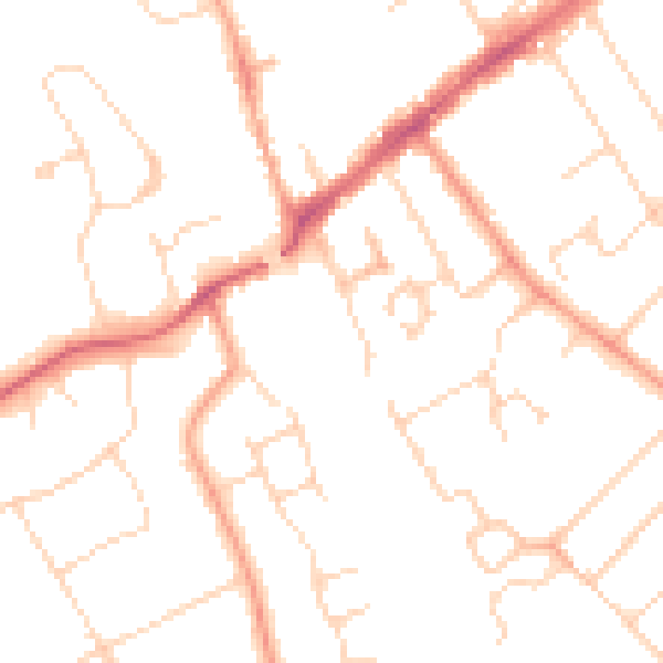 Daytime road noise heatmap for WD6 1DB