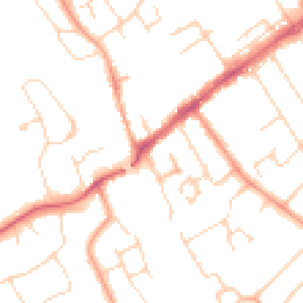 Daytime road noise heatmap for WD6 1DE