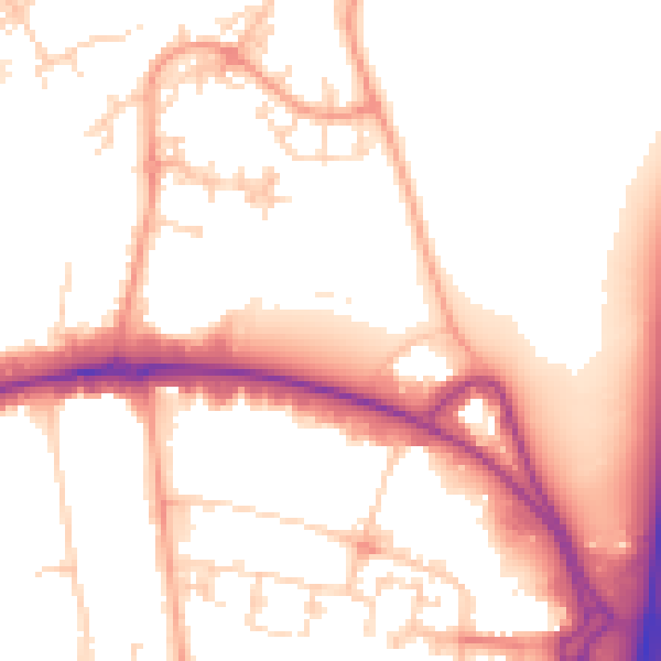 Daytime road noise heatmap for WD6 1DN
