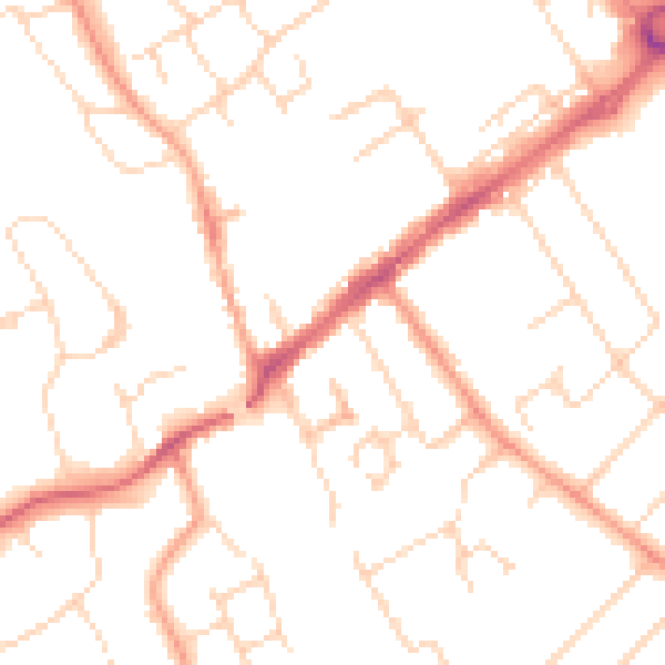 Daytime road noise heatmap for WD6 1DR