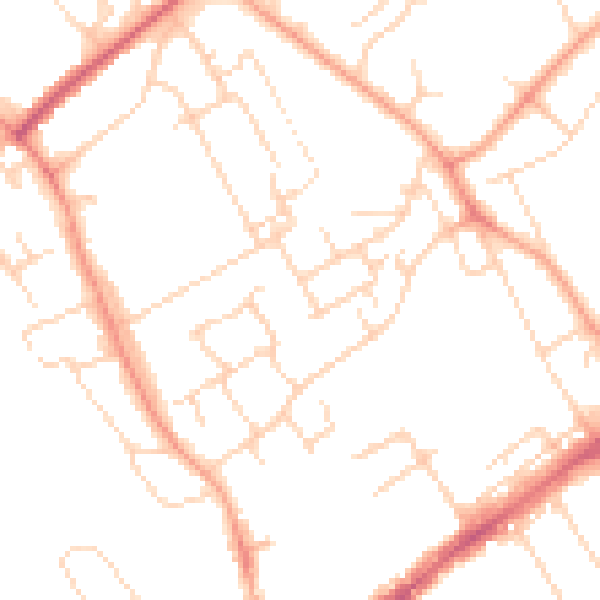 Daytime road noise heatmap for WD6 1PQ
