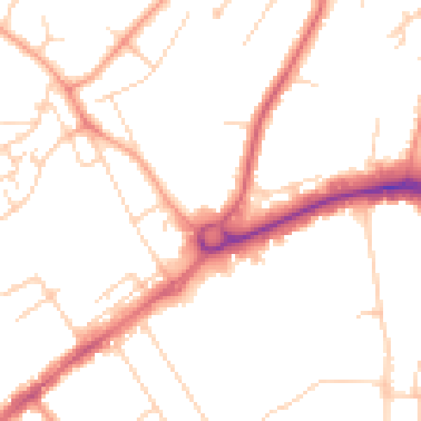 Daytime road noise heatmap for WD6 1TF