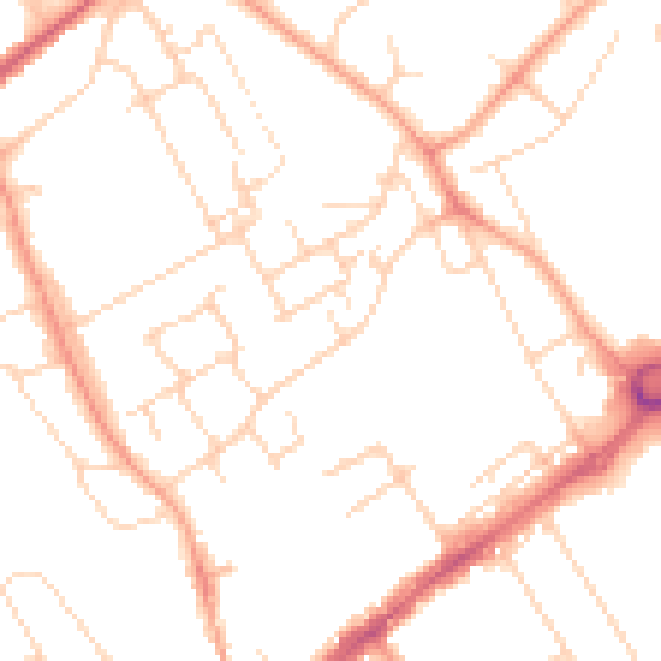 Daytime road noise heatmap for WD6 1UL