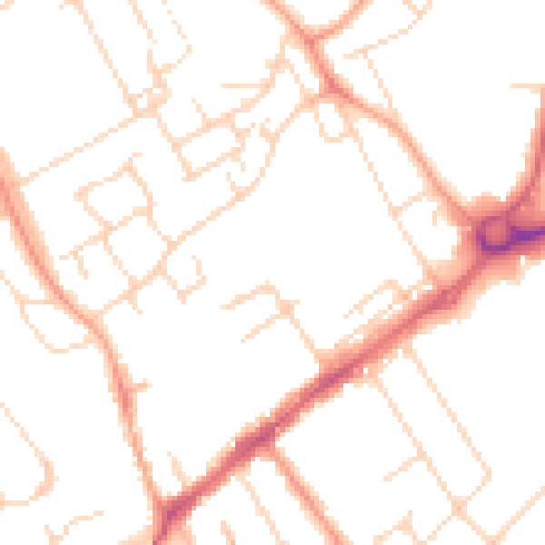 Daytime road noise heatmap for WD6 1XN