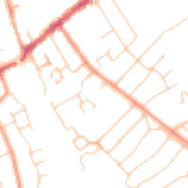 Daytime road noise heatmap for WD6 2ED