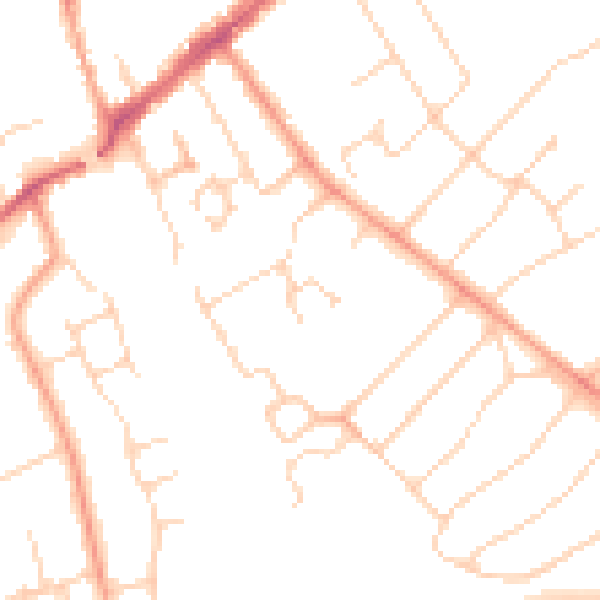 Daytime road noise heatmap for WD6 2FF