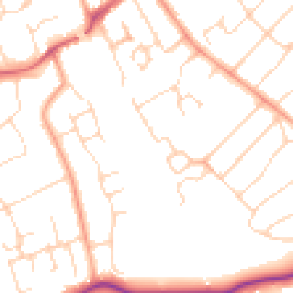 Daytime road noise heatmap for WD6 2FU