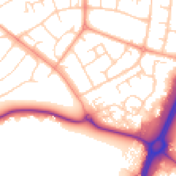 Daytime road noise heatmap for WD6 2JE