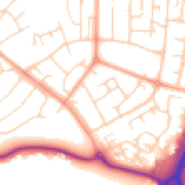 Daytime road noise heatmap for WD6 2JG