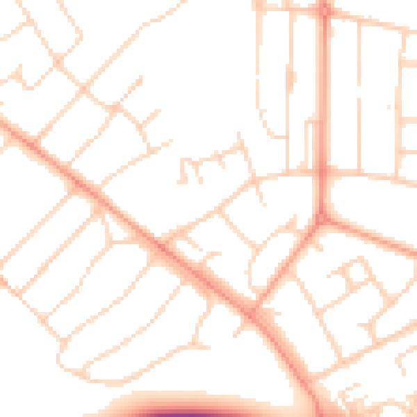 Daytime road noise heatmap for WD6 2LE