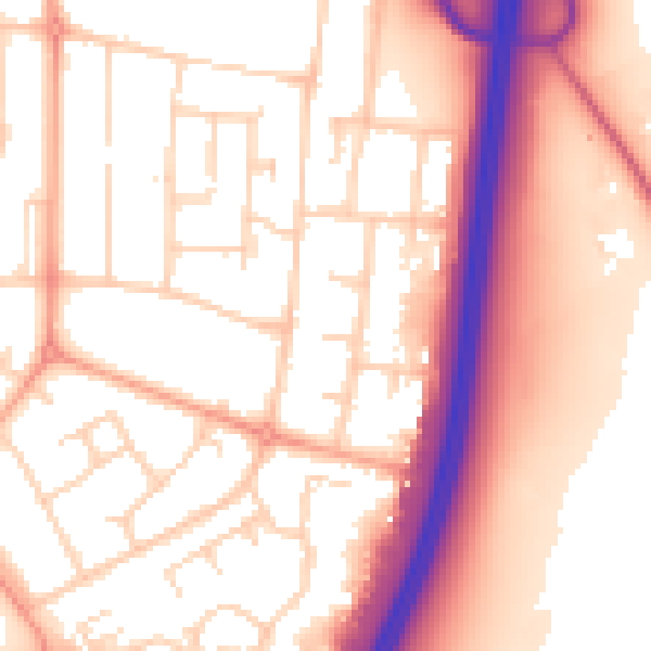 Daytime road noise heatmap for WD6 2QR