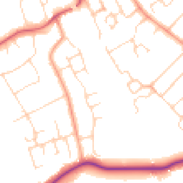 Daytime road noise heatmap for WD6 3JN