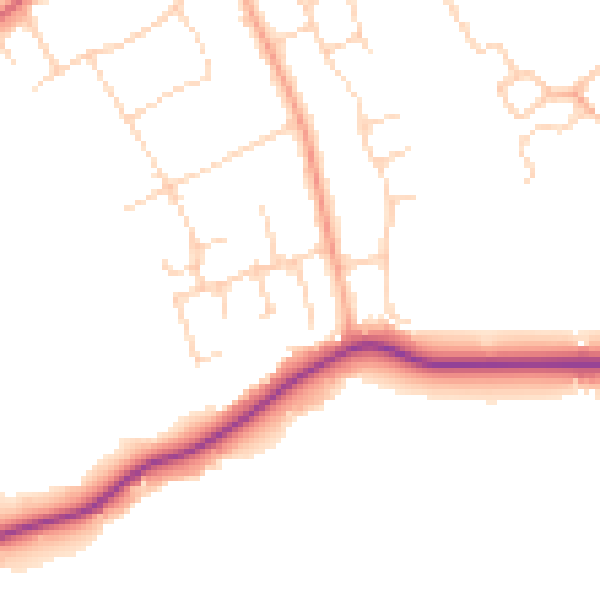 Daytime road noise heatmap for WD6 3JX