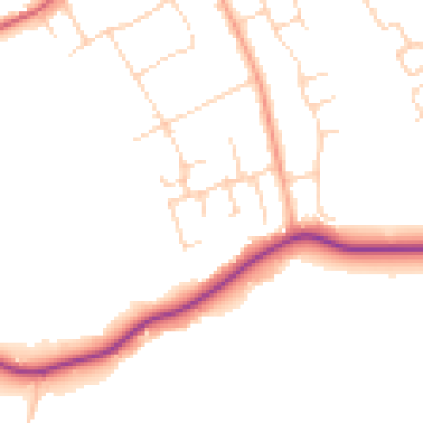 Daytime road noise heatmap for WD6 3LF