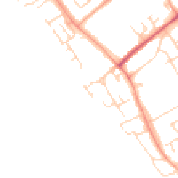 Daytime road noise heatmap for WD6 4NT