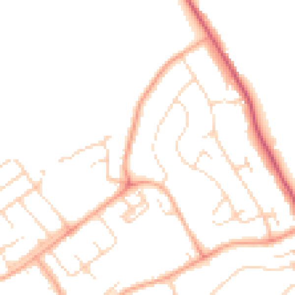 Daytime road noise heatmap for WD6 5BJ