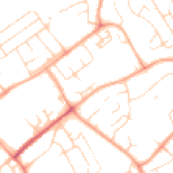 Daytime road noise heatmap for WD6 5DN