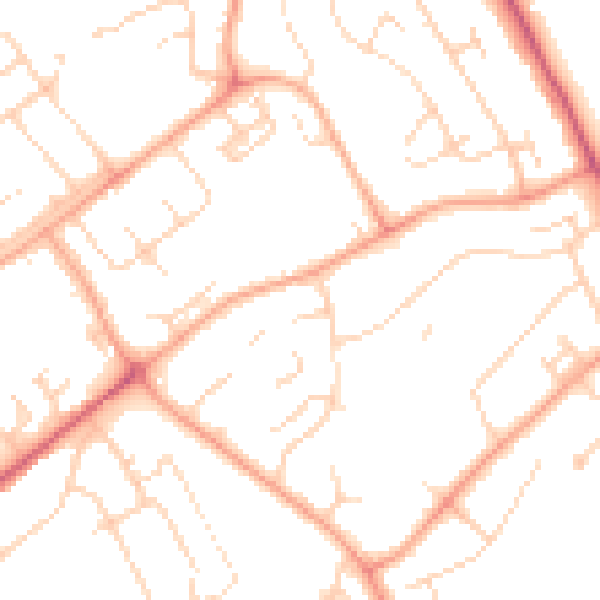 Daytime road noise heatmap for WD6 5EB