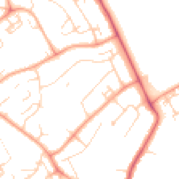 Daytime road noise heatmap for WD6 5JB