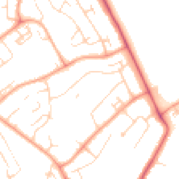 Daytime road noise heatmap for WD6 5JG
