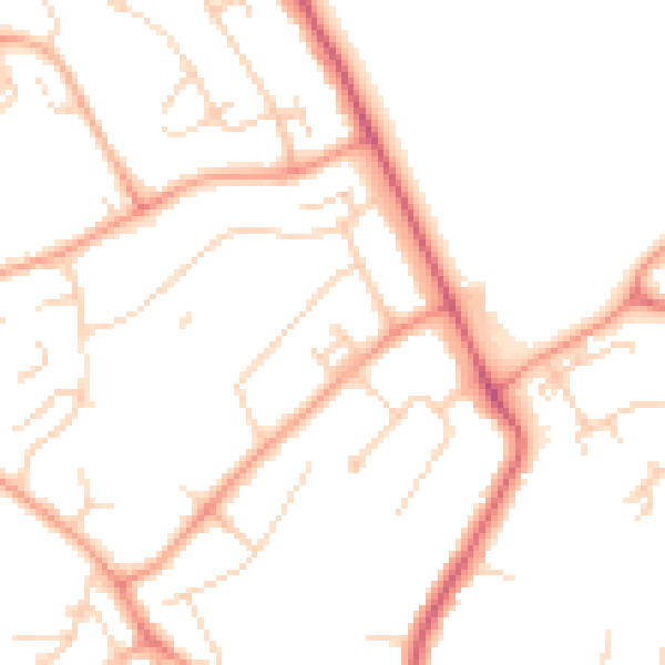 Daytime road noise heatmap for WD6 5JX