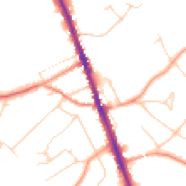 Daytime road noise heatmap for WD7 7NP