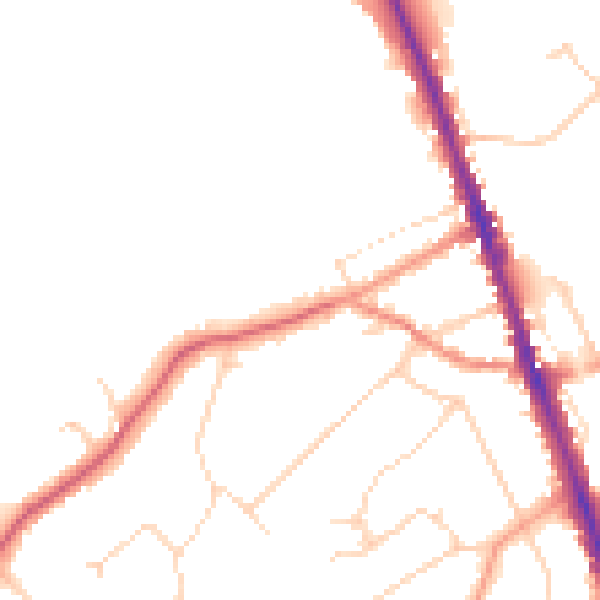 Daytime road noise heatmap for WD7 8LD