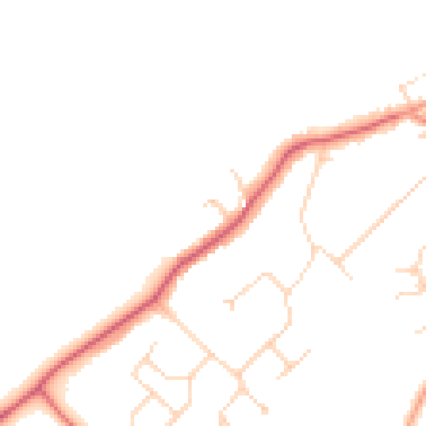Daytime road noise heatmap for WD7 8LS