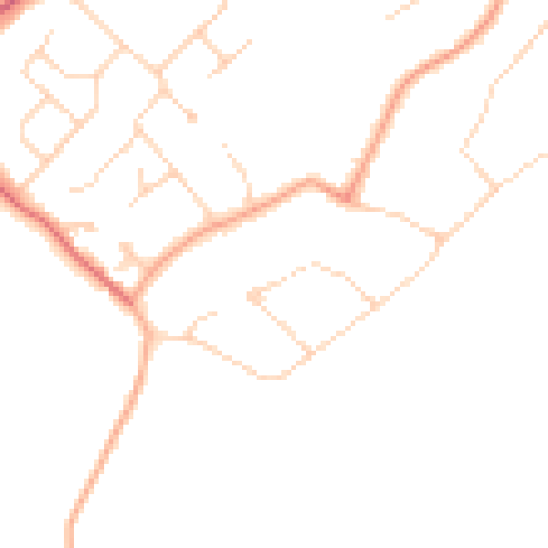 Daytime road noise heatmap for WD7 8PX