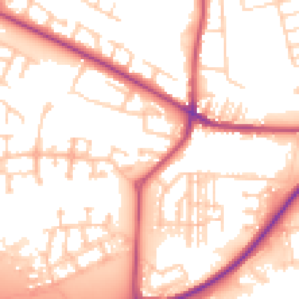 Daytime road noise heatmap for WF10 5LQ