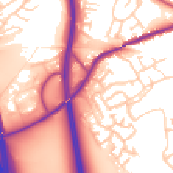 Daytime road noise heatmap for WF11 0BJ