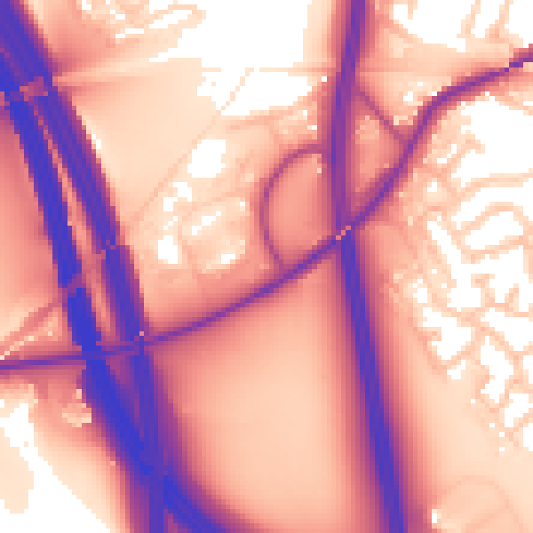 Daytime road noise heatmap for WF11 0BP