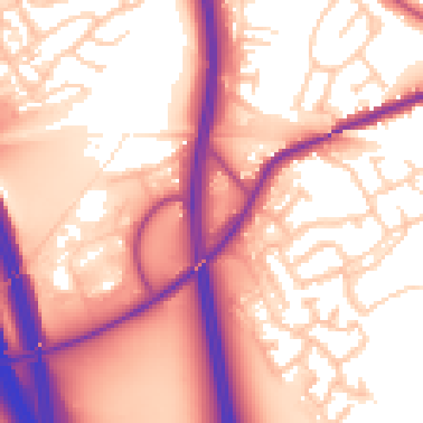 Daytime road noise heatmap for WF11 0BS