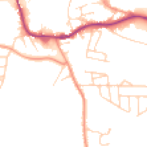Daytime road noise heatmap for WF11 0DB